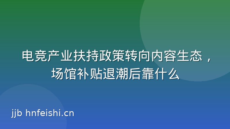 电竞产业扶持政策转向内容生态,场馆补贴退潮后靠什么